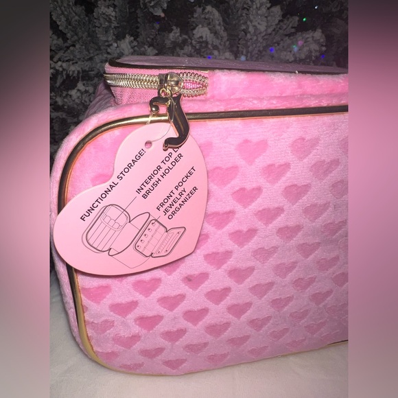Juicy Couture Pink Velour Heart Makeup Train Case + Jewelry Organizer – NWT - Picture 10 of 12